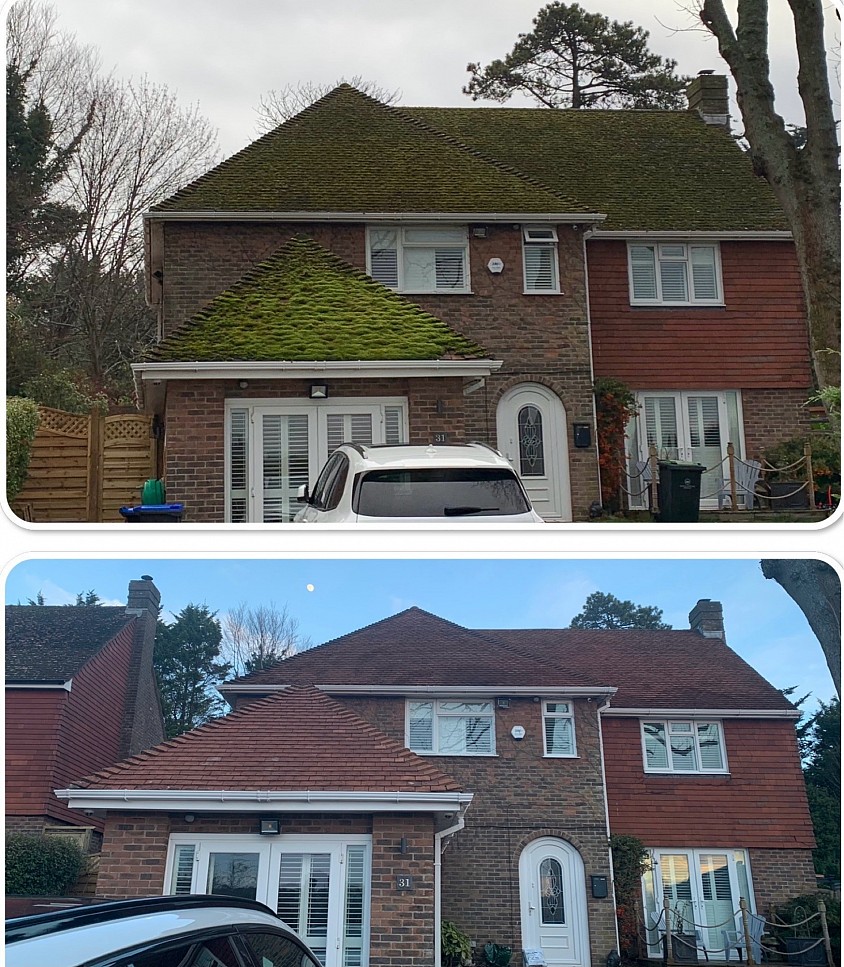 Moss removal roof cleaning Worthing